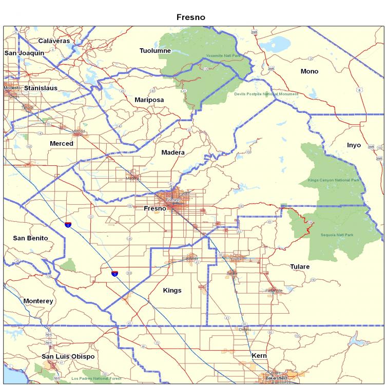 Fresno County Ca California Maps Map Of California