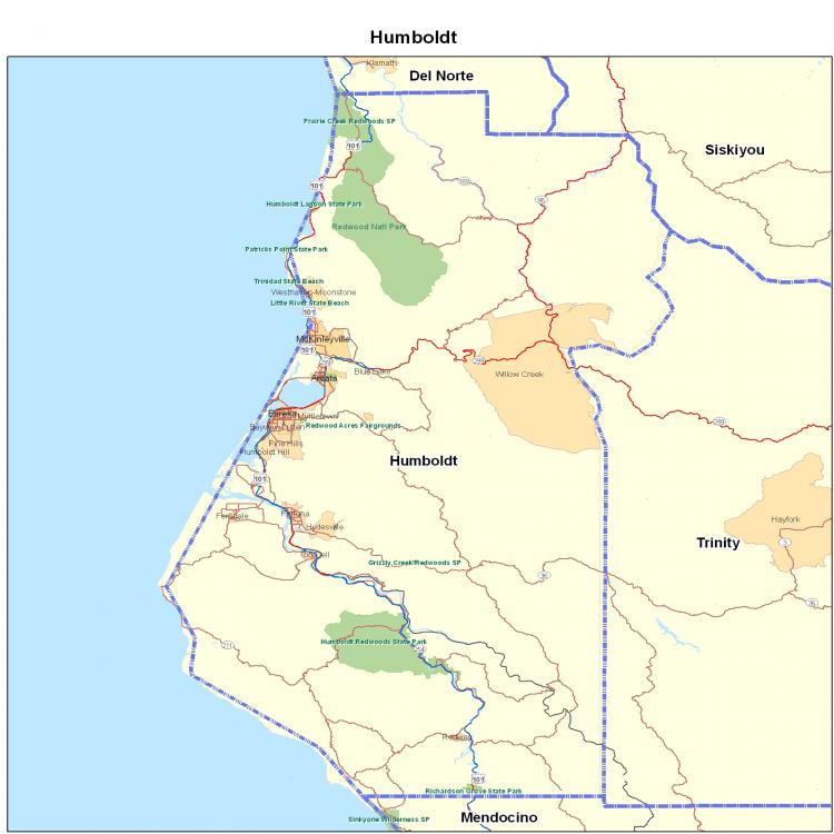 Humboldt County Ca California Maps Map Of California